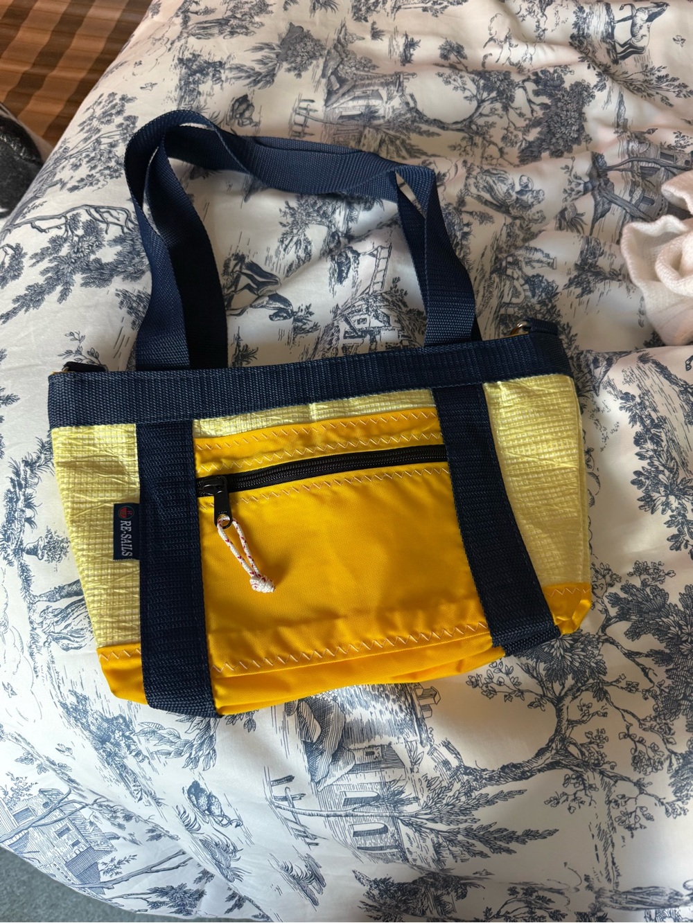 Yellow & Navy Tote Bag by Re-sail